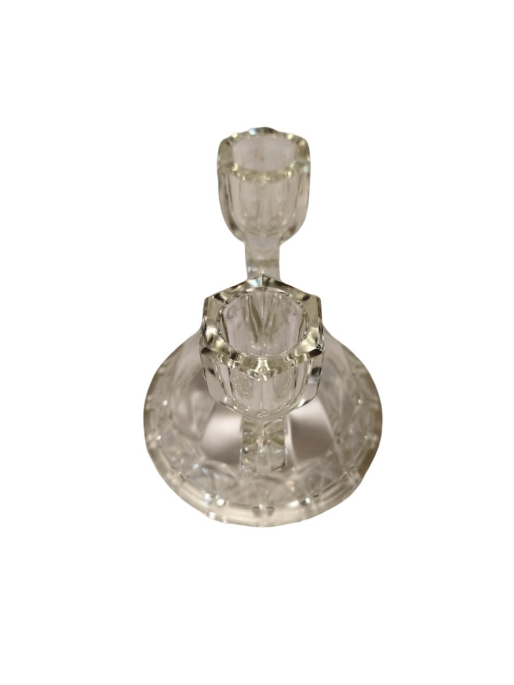 Vintage Imperial Glass Crocheted Lace Double Candle Holders Lot Of 2 - Picture 3 of 5